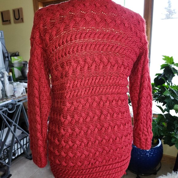 25072 Connemara Knitwear 100% Merino Wool Cardigan Irish Sweater Red Sz M - Picture 8 of 13
